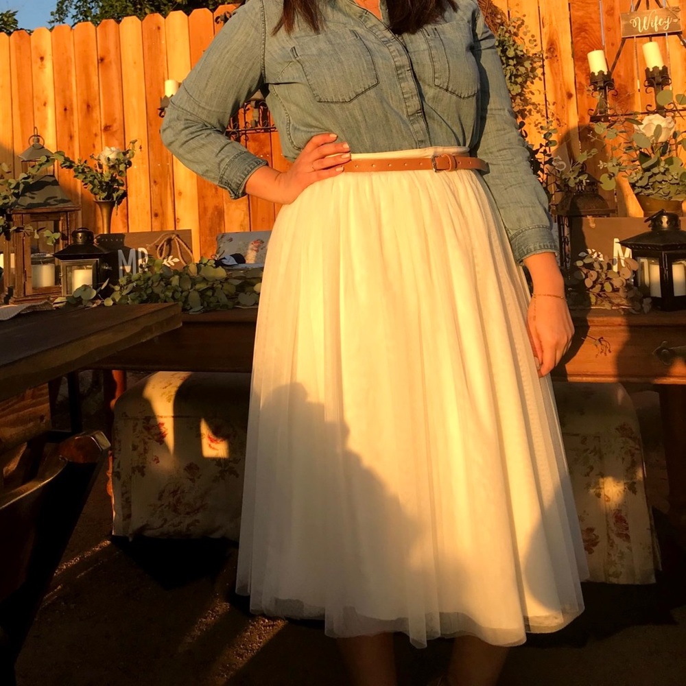 Soft Tulle Midi Skirt
